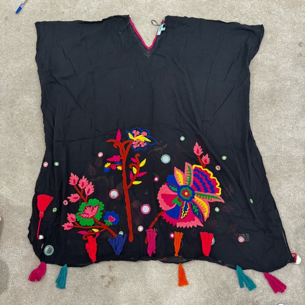 Karlie Black Embroidered Coverup, size O/S